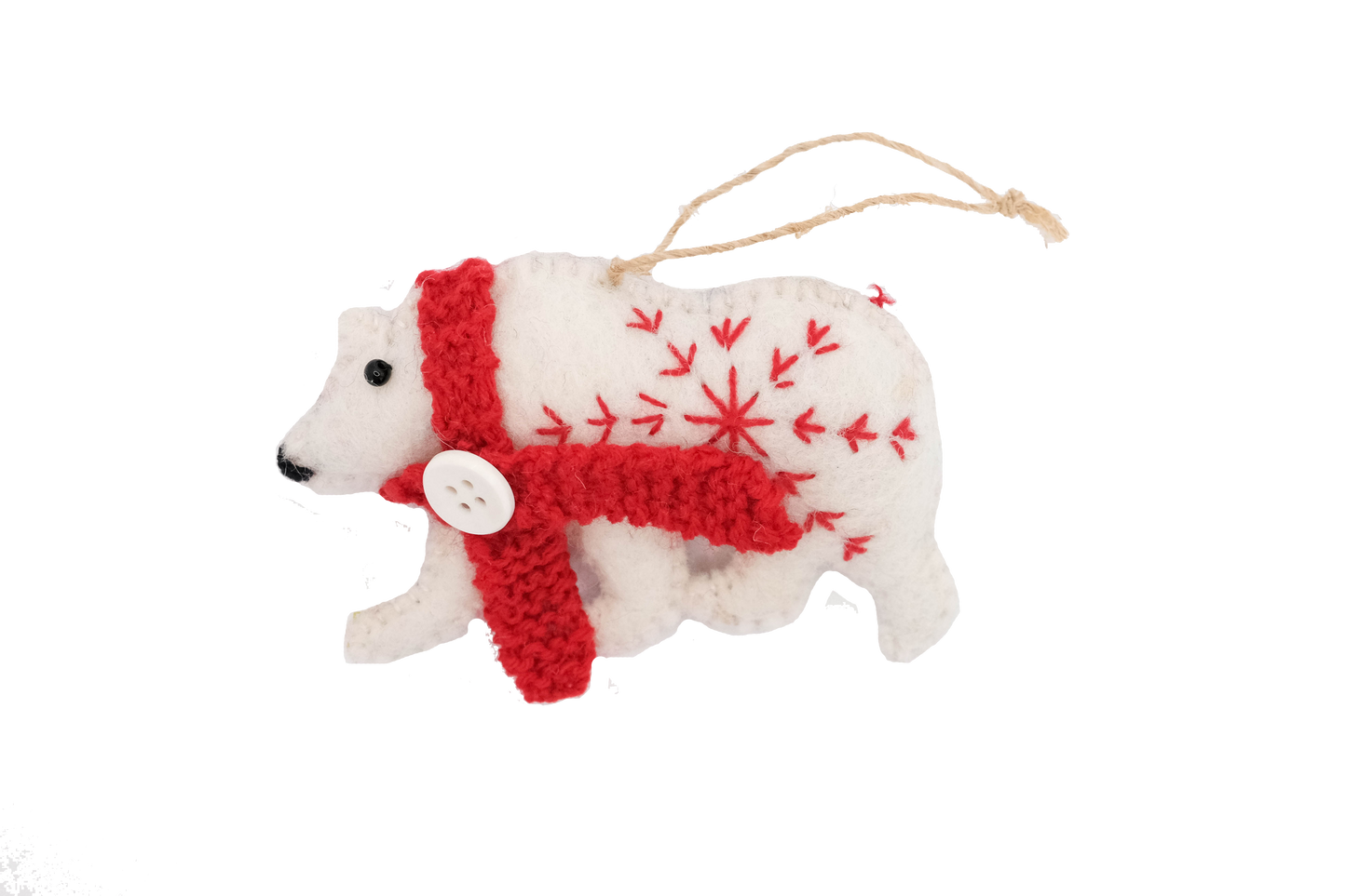 Retro Kai Polar Bear with Red Scarf Ornament