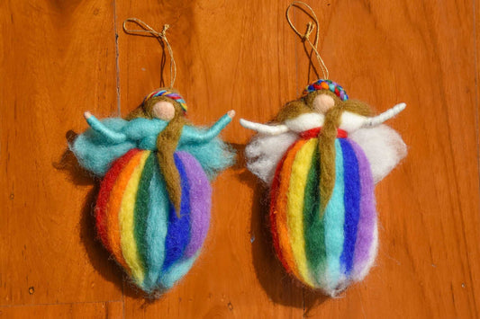 Rainbow Angel Fairy Handmade Felt Ornament-Set of 2