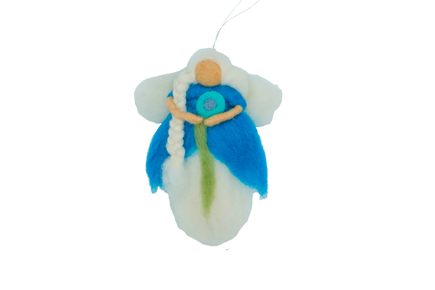 This Global Groove Life, handmade, ethical, fair trade, eco-friendly, sustainable, felt, blue forest fairy angel ornament was created by artisans in Kathmandu Nepal and will be a beautiful addition to your Christmas tree this holiday season.