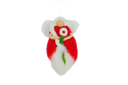 This Global Groove Life, handmade, ethical, fair trade, eco-friendly, sustainable, felt, red forest fairy angel ornament  was created by artisans in Kathmandu Nepal  and will be a beautiful addition to your Christmas tree this holiday season.