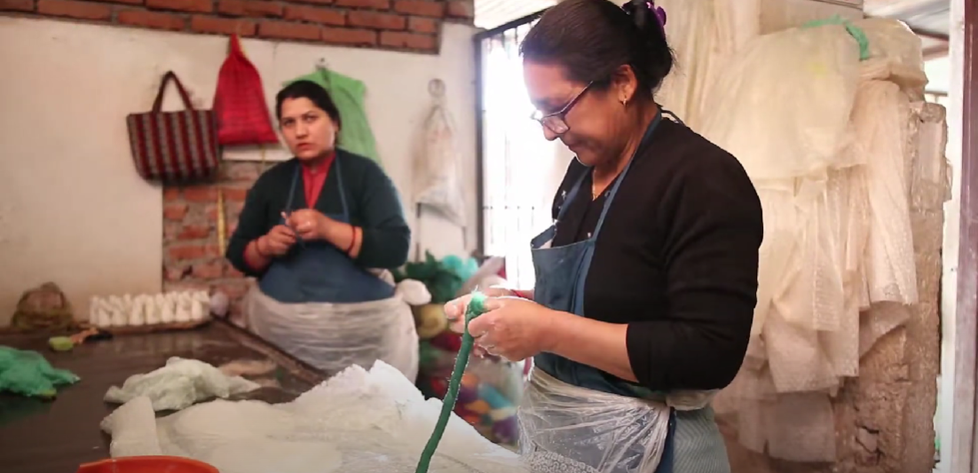 Load video: Our wool felt production is done with traditional methods learned and still used in Nepal