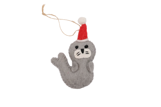 Seal Santa Felt Ornament