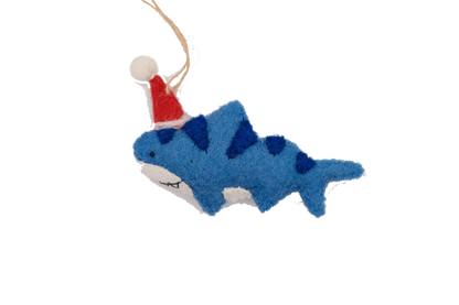 Shark Santa Felt Ornaments