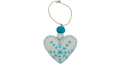 Turquoise Snowflake Heart Ornament