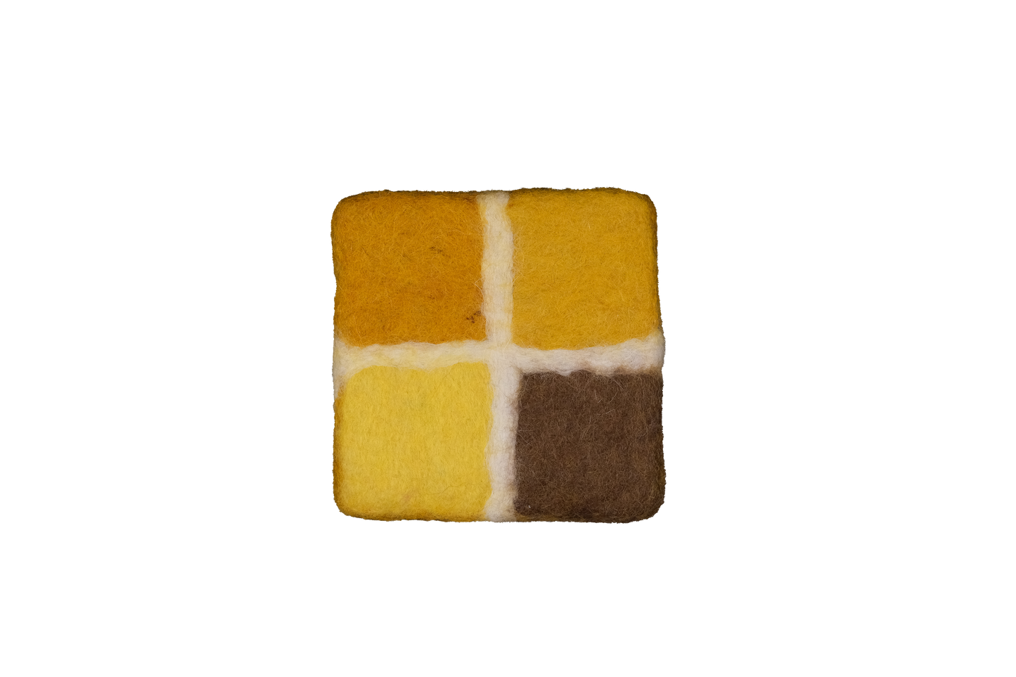 This Global Groove Life, handmade, ethical, fair trade, eco-friendly, sustainable, New Zealand wool felt, Honey yellow coaster set, was created by artisans in Kathmandu Nepal and will bring colorful warmth and functionality to your table top.