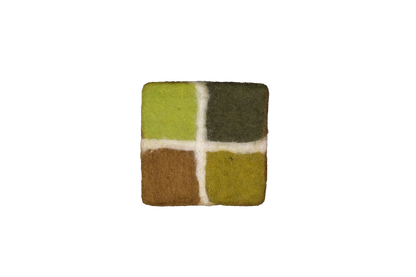 This Global Groove Life, handmade, ethical, fair trade, eco-friendly, sustainable, New Zealand wool felt, Rainforest green coaster set, was created by artisans in Kathmandu Nepal and will bring colorful warmth and functionality to your table top.