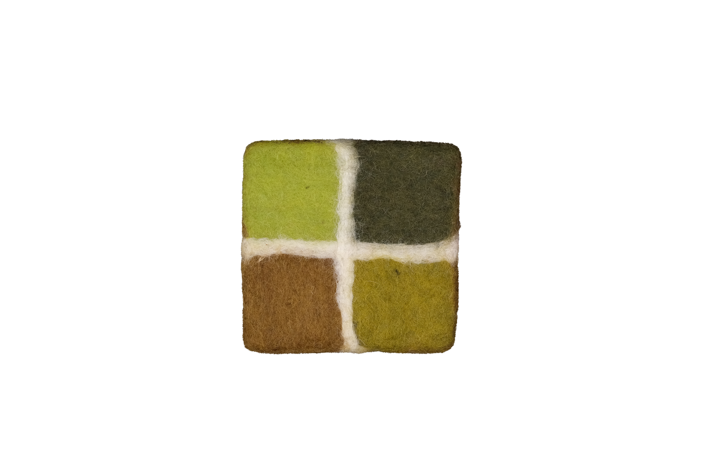 This Global Groove Life, handmade, ethical, fair trade, eco-friendly, sustainable, New Zealand wool felt, Rainforest green coaster set, was created by artisans in Kathmandu Nepal and will bring colorful warmth and functionality to your table top.