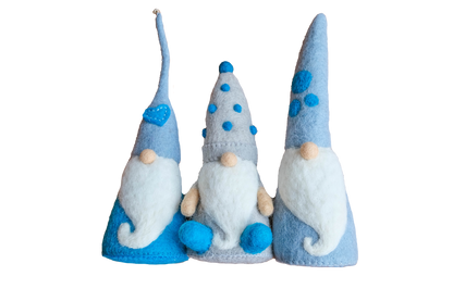 Winter Blue Table Top Gnome Set of 3