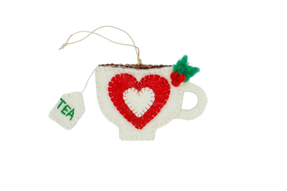 Holiday Teacup Wool Felt Christmas Tree Classic Ornament
