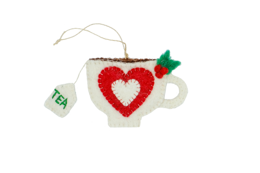 Holiday Teacup Wool Felt Christmas Tree Classic Ornament