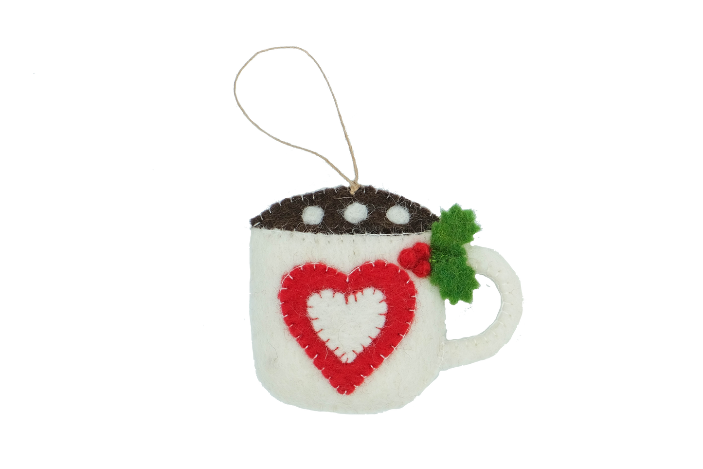 Hot Cocoa and Marshmallow Heart Mug Felt Holiday Classic Ornament