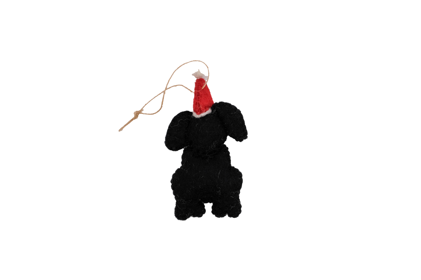 Black Labrador Santa Dog and Doggie Treat Bone Wool Felt Ornaments-Set of 2