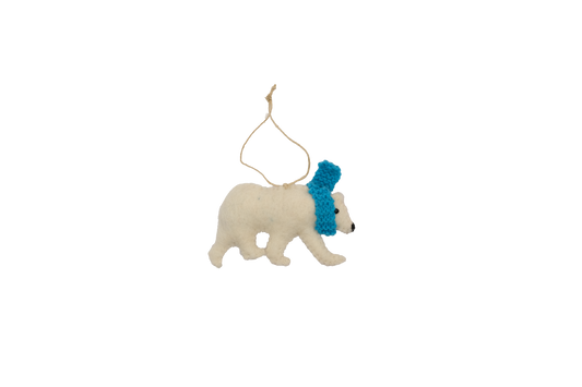 Retro Kai Polar Bear with Turquoise Scarf Ornament