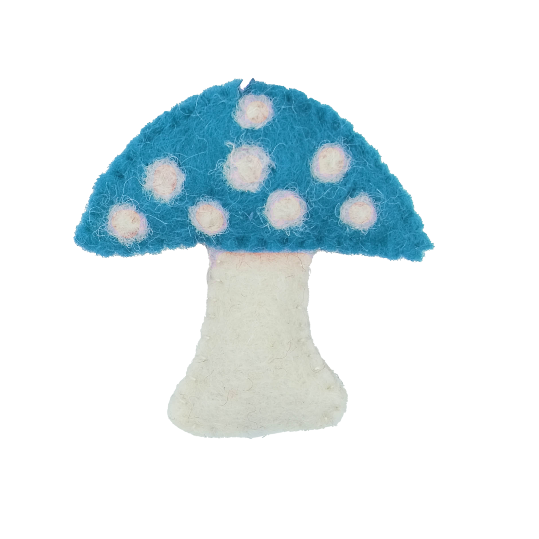 This Global Groove Life, handmade, ethical, fair trade, eco-friendly, sustainable, felt, blue mushroom and mushroom hat gnome ornament set was created by artisans in Kathmandu Nepal and will be a beautiful and fun addition to your Christmas tree this holiday season.