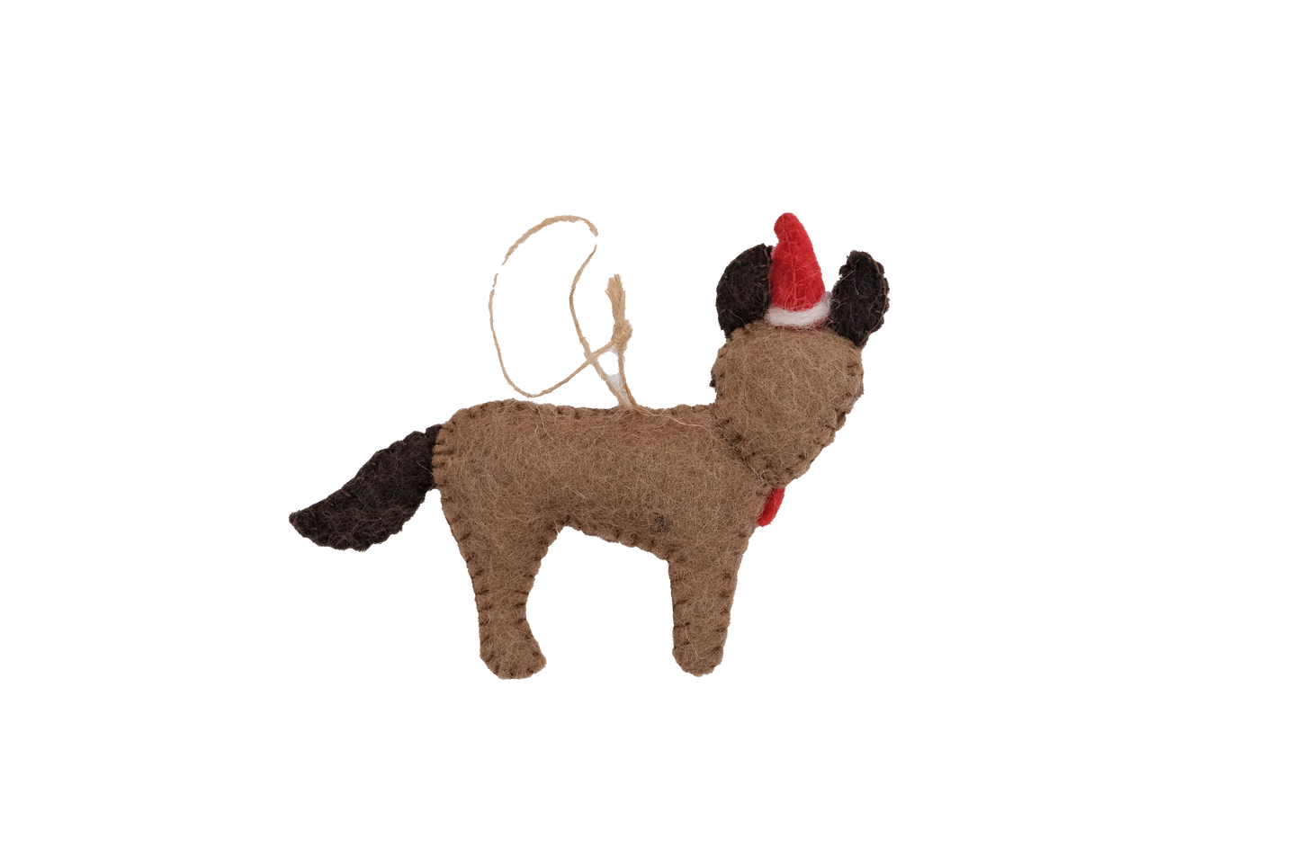 German Shepard Santa Dog and Doggie Treat Bone Wool Felt Ornaments-Set of 2