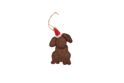 Chocolate Labrador Santa Dog Wool Felt Classic Ornament