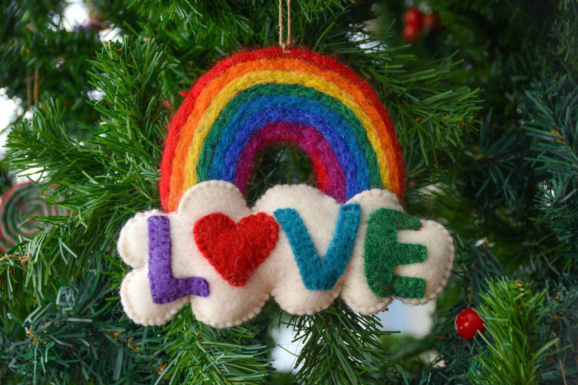 Rainbow Love Cloud Handmade Felt Ornament