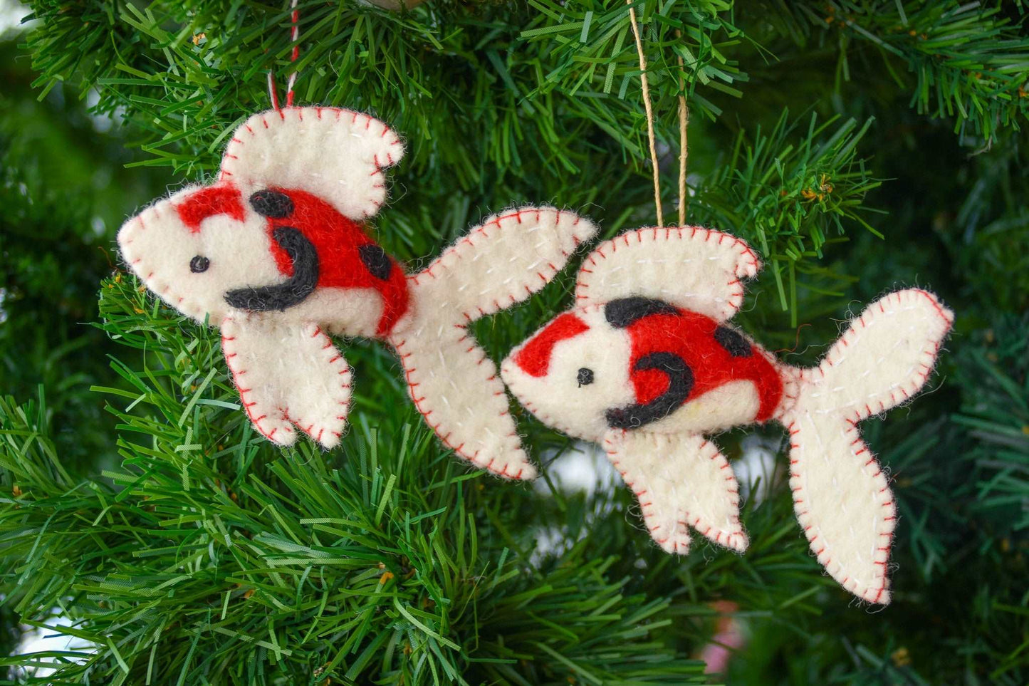 Koi Fish Handcrafted Felt Ornament--Set of 2