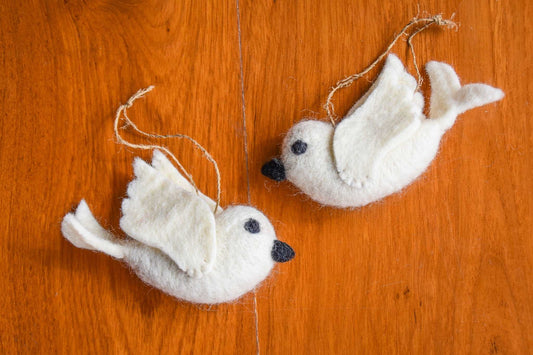 Two Turtle Doves Handcrafted Felt Ornament-Set of 2