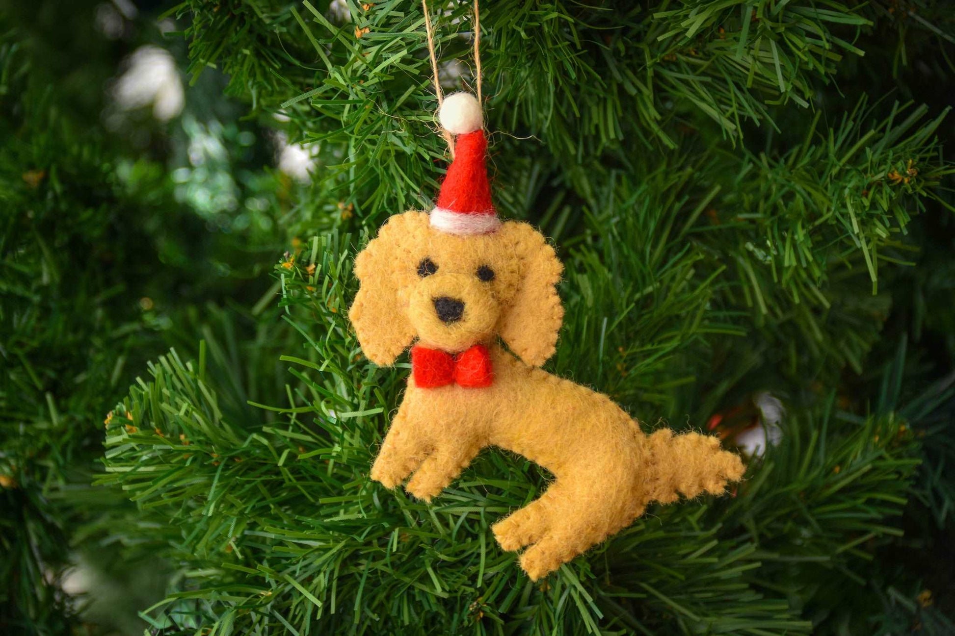 Labradoodle Dog Santa Ornaments--Set of 2