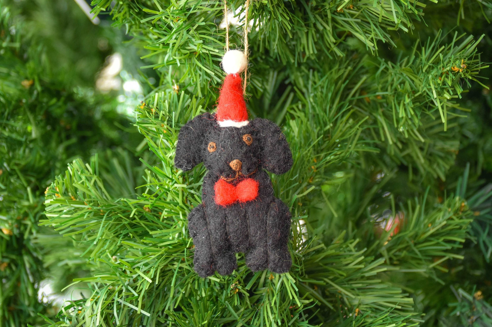 Black Labrador Dog Santa Ornaments-Set of 2