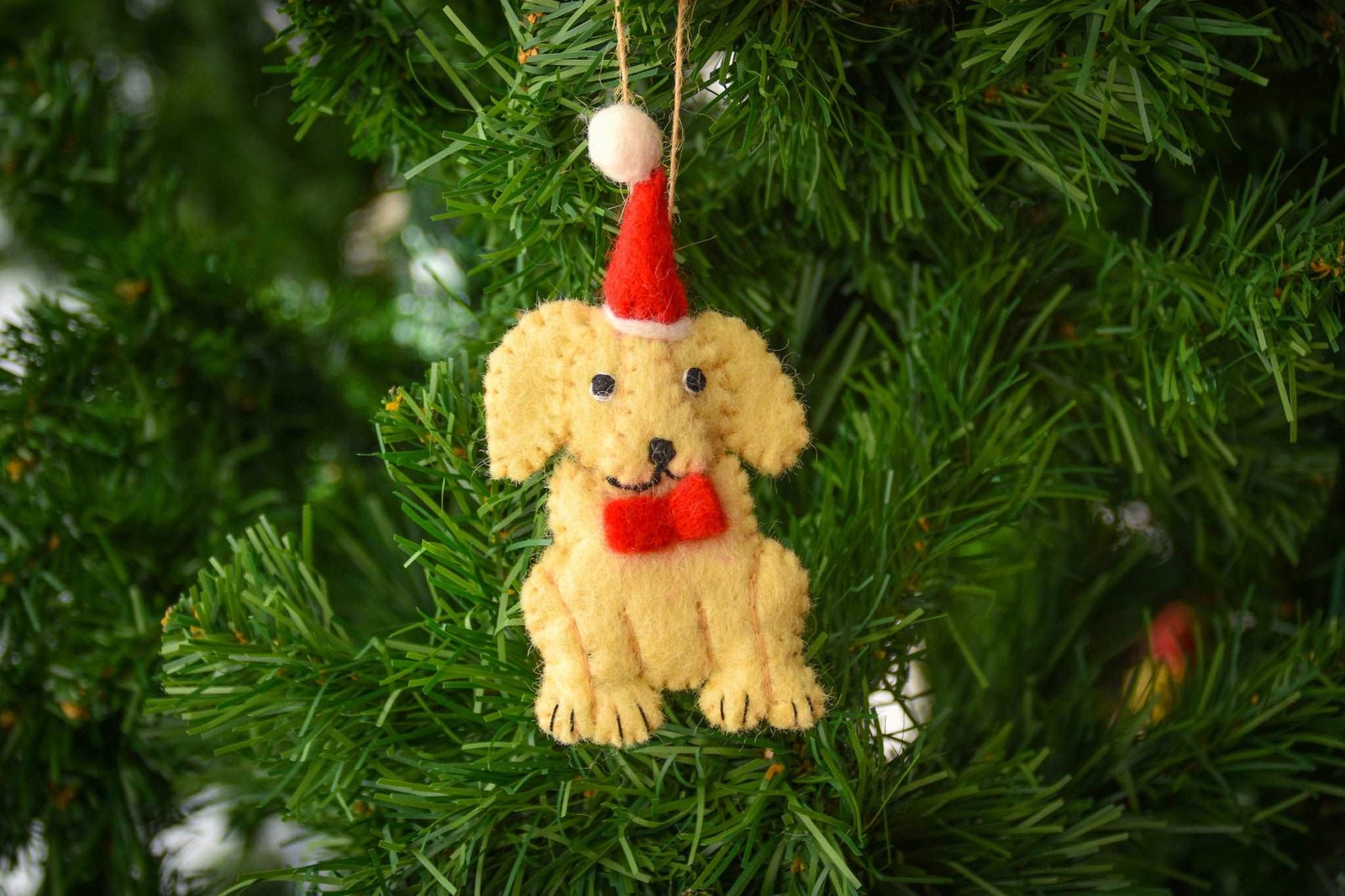 Golden Labrador Dog Santa Ornaments-Set of 2