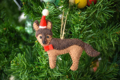 German Shepard Dog Santa Ornaments-Set of 2