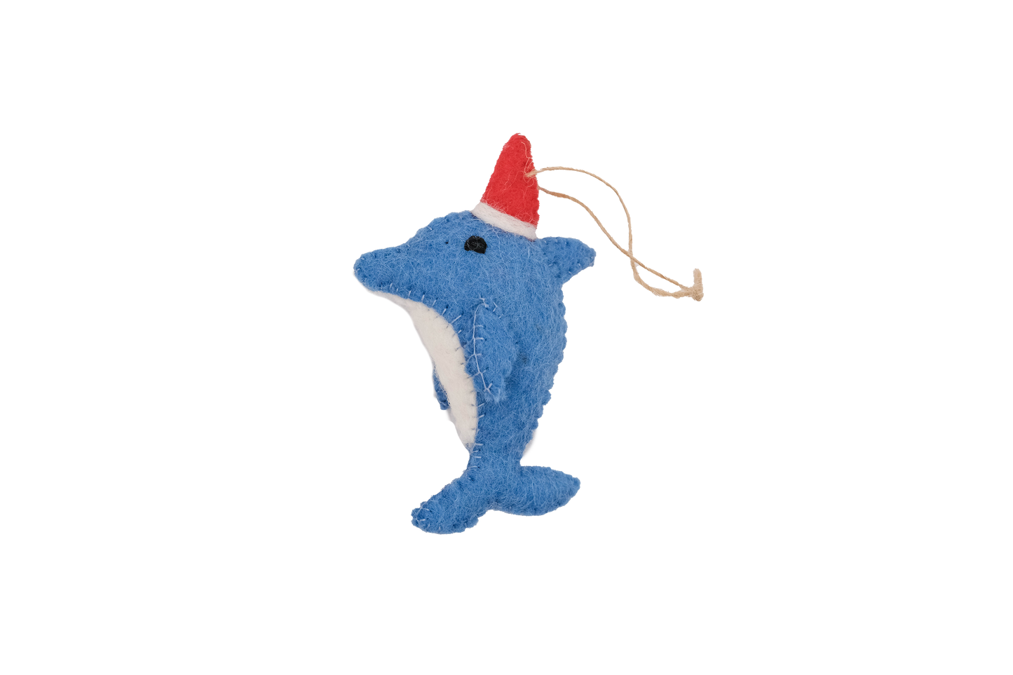 Dolphin Santa and Holiday Starfish Felt Ornaments-set of 2