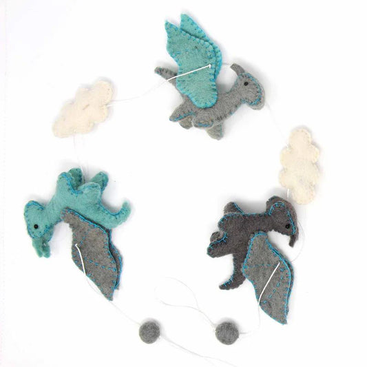Felt Dragon Garland - Blue and Gray Colors - Kids' Room Decor