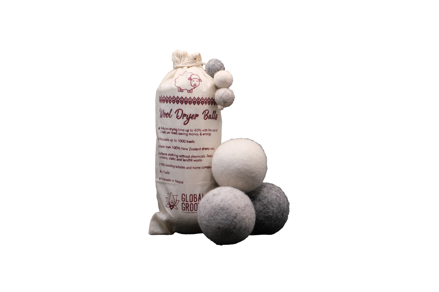 Handmade Felt Earth Tone Eco Dryer Balls, Set of 3