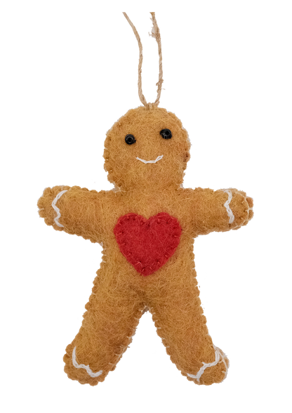 Gingerbread Home and Friend Handmade Felt Ornament--Set of 2