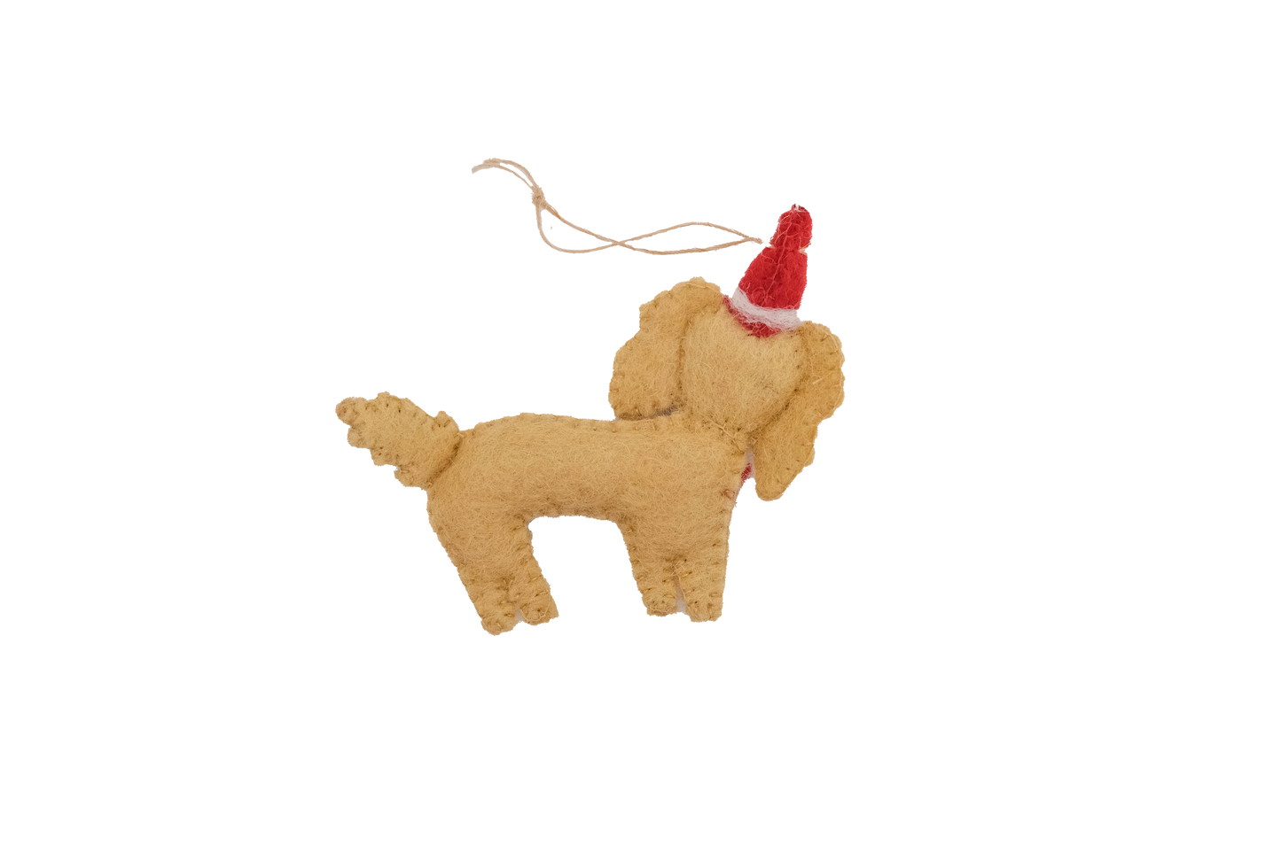 Labradoodle Santa Dog and Doggie Treat Bone Wool Felt Ornaments-Set of 2