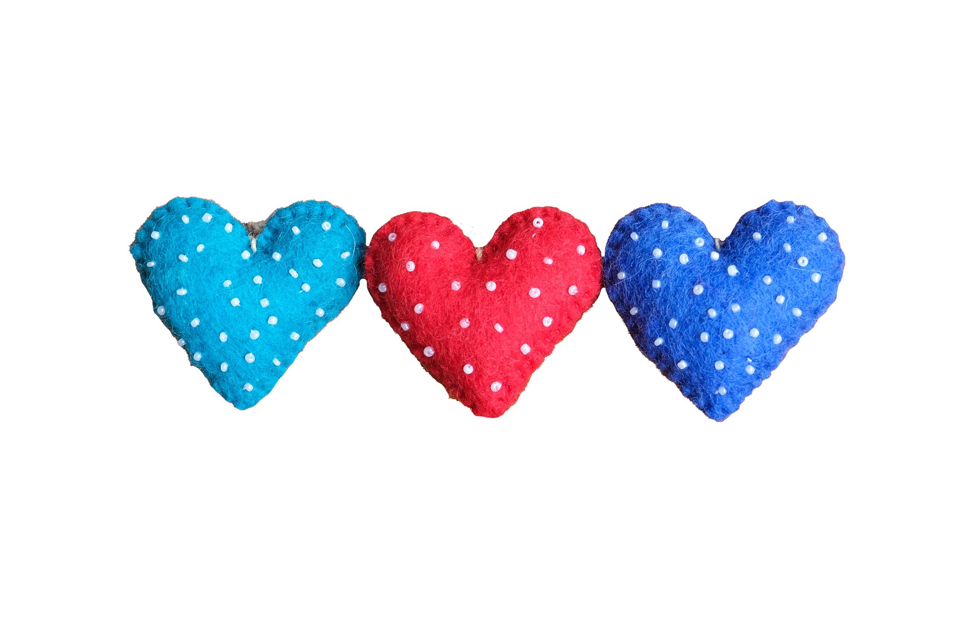 This Global Groove Life, handmade, ethical, fair trade, eco-friendly, sustainable, red and blue with white bead heart ornament set was created by artisans in Kathmandu Nepal and will be a colorful and fun addition to your Christmas tree this holiday season.