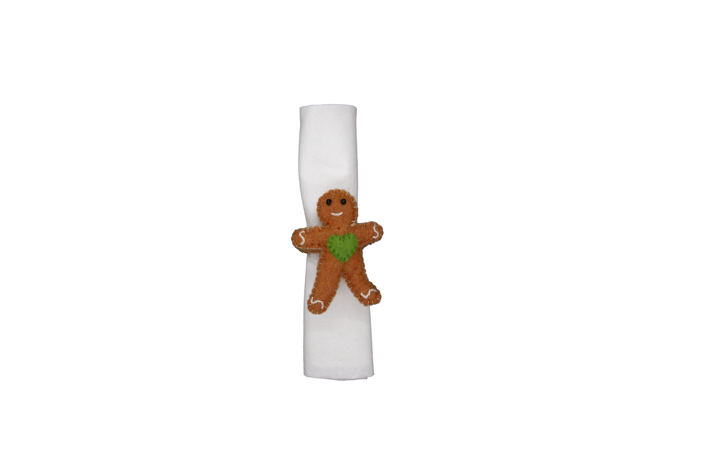 Gingerbread Friends Christmas Holiday Handmade Felt Napkin Rings--Set of 4