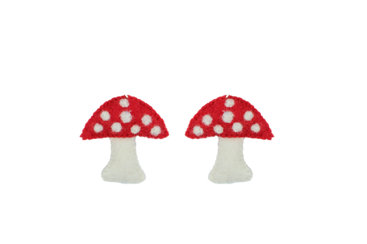 This Global Groove Life, handmade, ethical, fair trade, eco-friendly, sustainable, felt, red and white mushroom ornament set was created by artisans in Kathmandu Nepal and will be a beautiful and fun addition to your Christmas tree this holiday season.