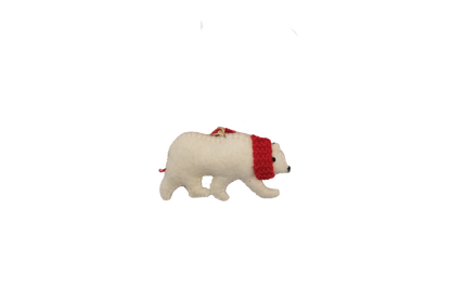 Retro Kai Polar Bear with Red Scarf Ornament