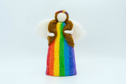 This Global Groove Life, handmade, ethical, fair trade, eco-friendly, sustainable, felt, rainbow angel tree topper, was created by artisans in Kathmandu Nepal and will be a brilliantly beautiful addition to your Christmas tree this holiday season.