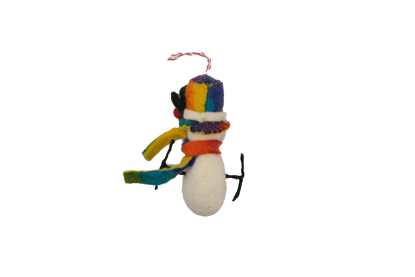 Rainbow Top Hat Snow Friends Handmade Felt Ornament--Set of 2