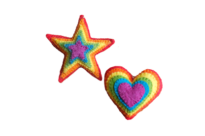 Rainbow Love Starburst Handmade Felt Ornament-Set of 2