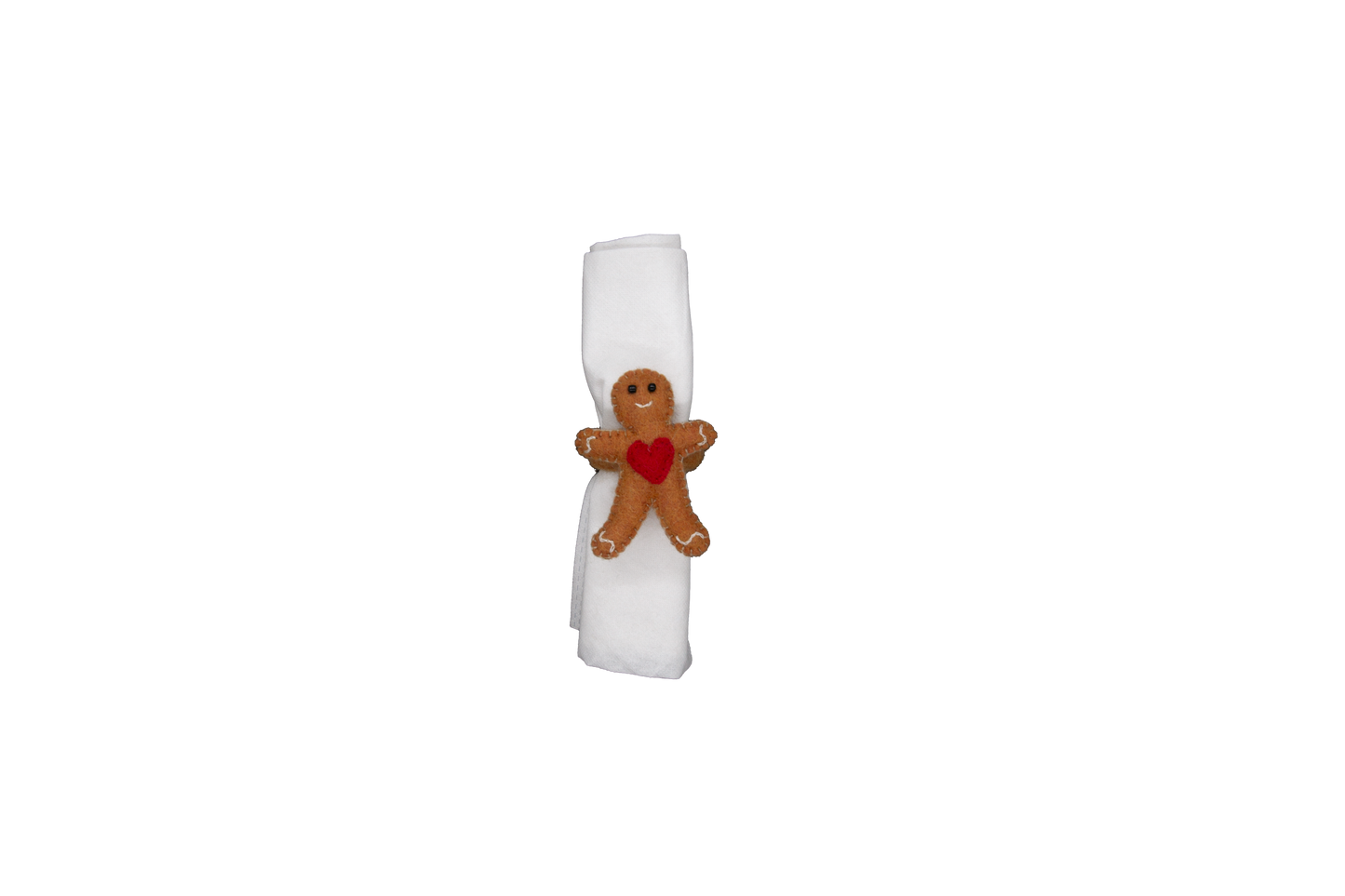 Gingerbread Friends Christmas Holiday Handmade Felt Napkin Rings--Set of 4