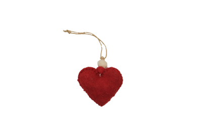 Red Heart and Star Felt Ornaments--Red--Set of 2