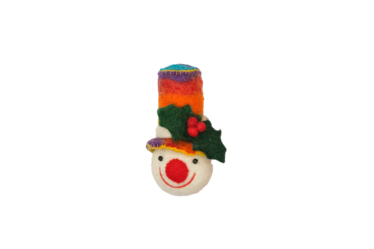 Rainbow Top Hat Snow Friend Handmade Felt Ornament