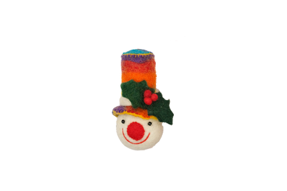 Rainbow Top Hat Snow Friend Handmade Felt Ornament
