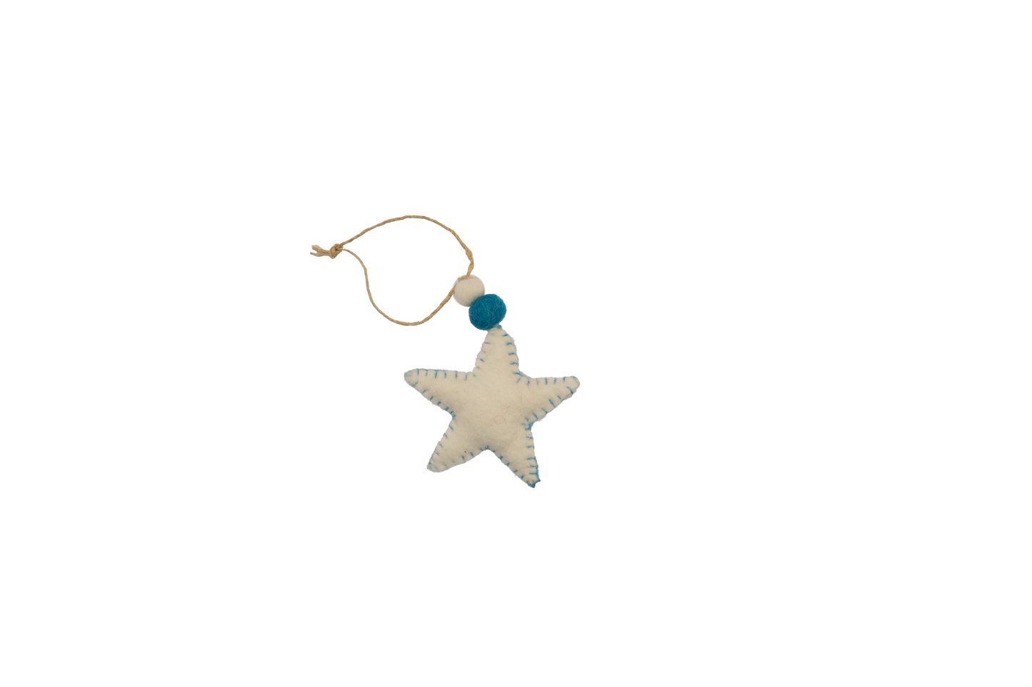 Heart, Star and Polar Bear Ornaments--Turquoise--Set of 3