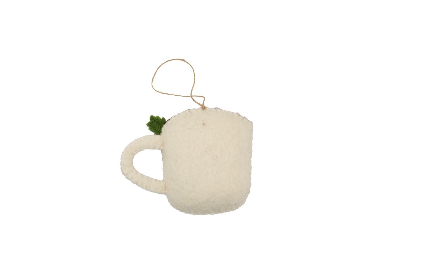 Hot Cocoa and Marshmallow Heart Mug Felt Holiday Ornament--Set of 2