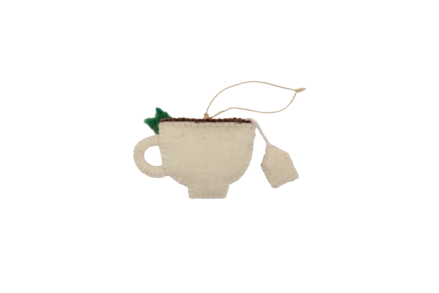 Holiday Teapot and Teacup Wool Felt Christmas Tree Ornament-Set of 2