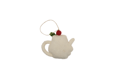 Holiday Teapot and Teacup Wool Felt Christmas Tree Ornament-Set of 2