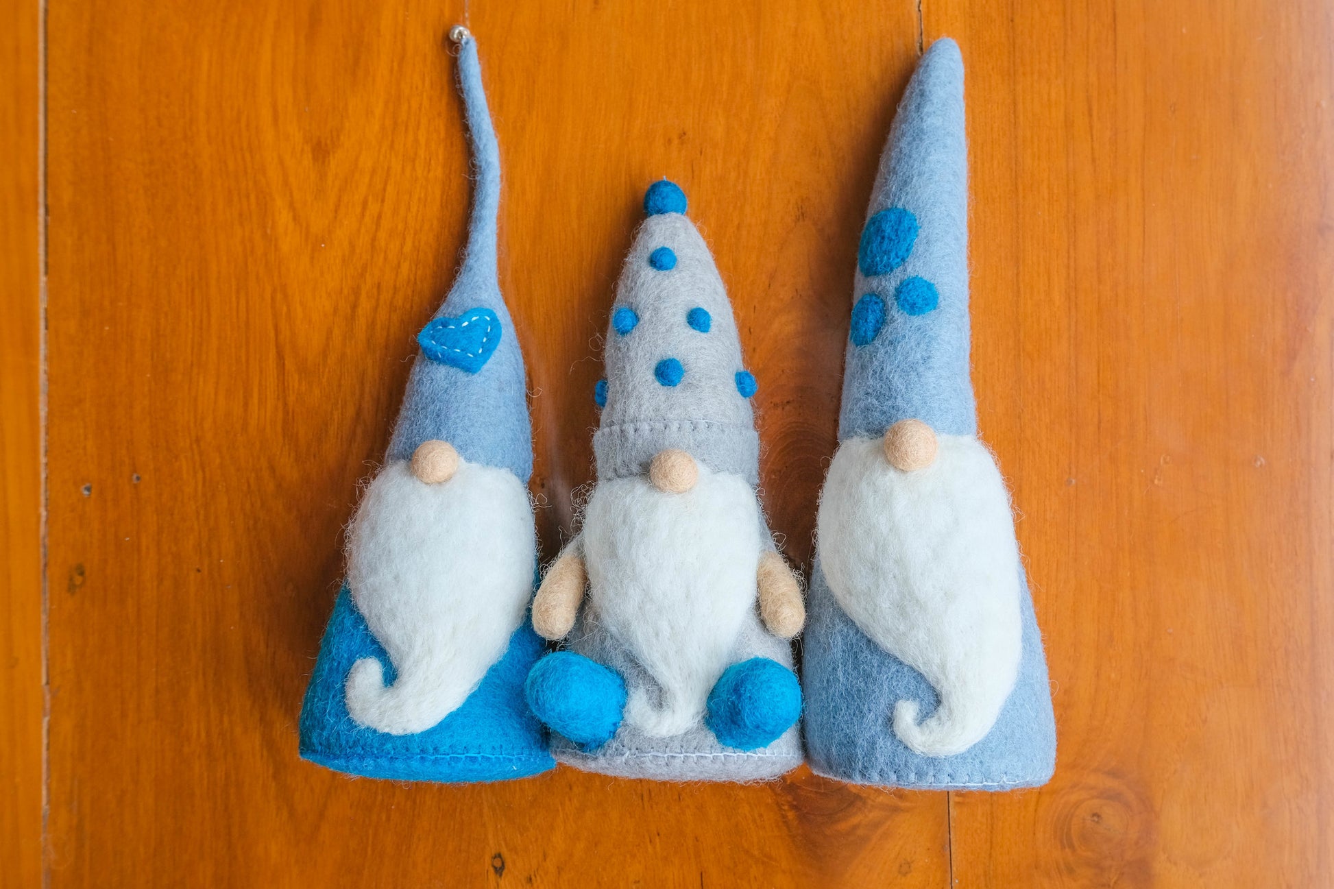 This Global Groove Life, handmade, ethical, fair trade, eco-friendly, sustainable, felt, set of 3 bearded whimsical winter gnomes ,was created by artisans in Kathmandu Nepal and will be a beautiful addition to your Christmas decor this holiday season.
