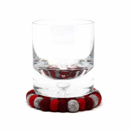 Hand Crafted Felt Ball Coasters from Nepal: 4-pack, Chakra Reds - Global Groove (T) - Global Groove Life
