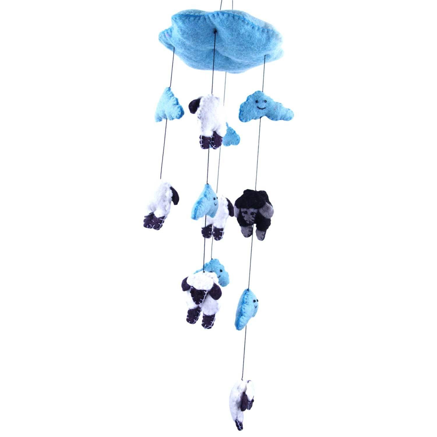 Blue Felt Counting Sheep Mobile - Global Groove - Global Groove Life